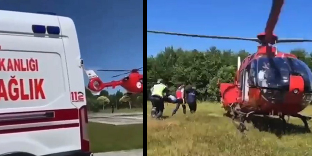Samsun’da ambulans helikopter 90 yaşındaki vatandaş için havalandı