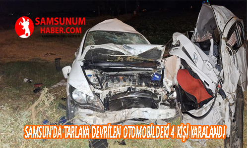 Samsun’da tarlaya devrilen otomobildeki 4 kişi yaralandı