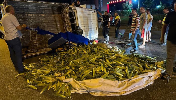 Samsun’da devrilen kamyonetteki 4 kişi yaralandı