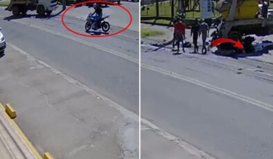 Brezilya’da korkunç kaza! Çöp kamyonuna çarpan motosiklet de sürücünün bedeni de paramparça oldu