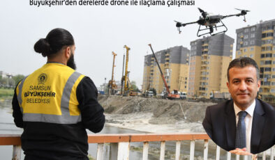 Büyükşehir’den derelerde drone ile ilaçlama çalışması