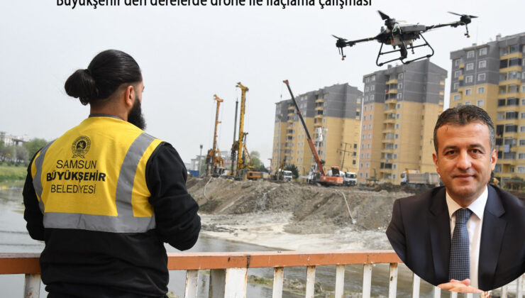 Büyükşehir’den derelerde drone ile ilaçlama çalışması